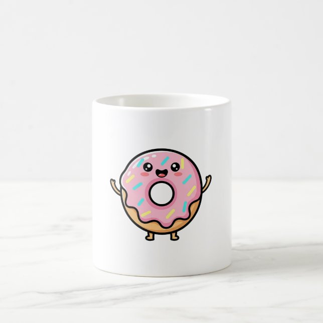 Smiling Donut – Cute Kawaii Illustration Kaffeetasse (Mittel)