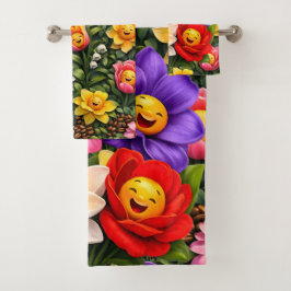 smiling floral garden washcloth description add a  badhandtuch set