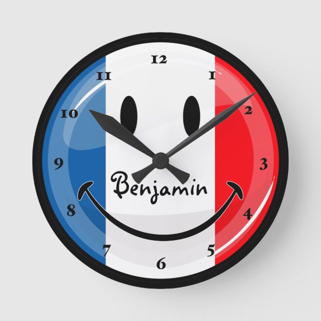 Smiling French Runde Wanduhr (Vorderseite)