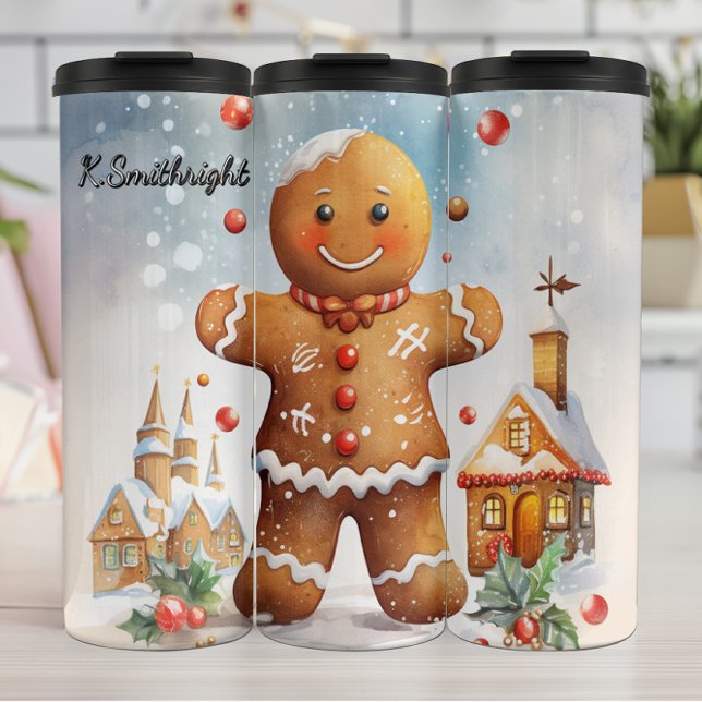 Smiling Gingerbread Winter Charm Thermosbecher (Von Creator hochgeladen)