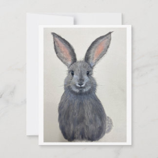 Smiling Grey Bunny Notecard - Original Artwork Feiertagskarte