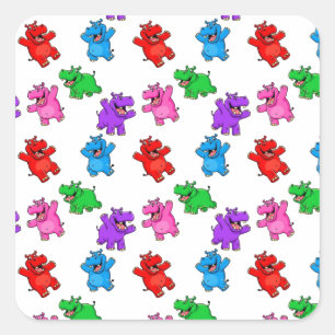 Smiling Hippo Collection Quadratischer Aufkleber