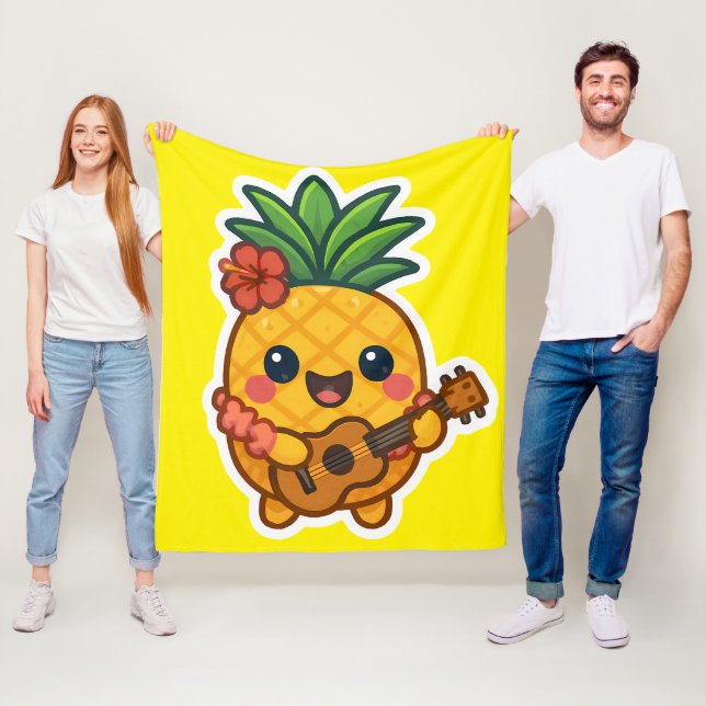 Smiling Kawaii Ananas - tropisch Fleecedecke (Beispiel)