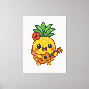 Smiling Kawaii Ananas - tropisch Leinwanddruck