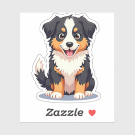 Smiling Kawaii Aussie Shepherd Puppy Sticker