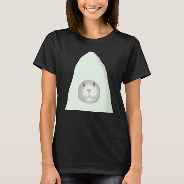 Smiling kitten artwork white cat meme T-Shirt (Vorderseite)