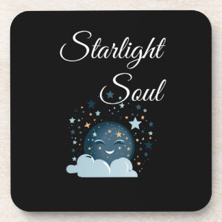 smiling moon with stars joyful dreamy night women  getränkeuntersetzer