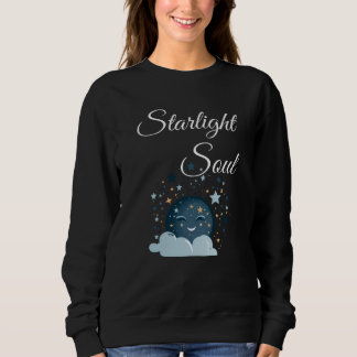 smiling moon with stars joyful dreamy night women  sweatshirt