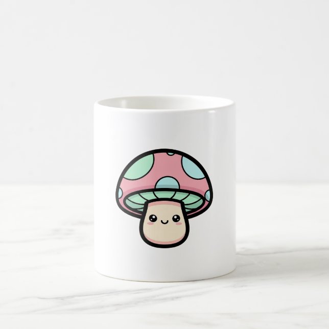Smiling Mushroom – Cute Kawaii Illustration Kaffeetasse (Mittel)
