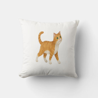 Smiling Orange Cat Decorative Pillow Kissen