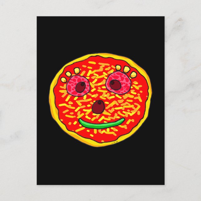 Smiling Pizza Face Illustration Design Postkarte (Vorderseite)