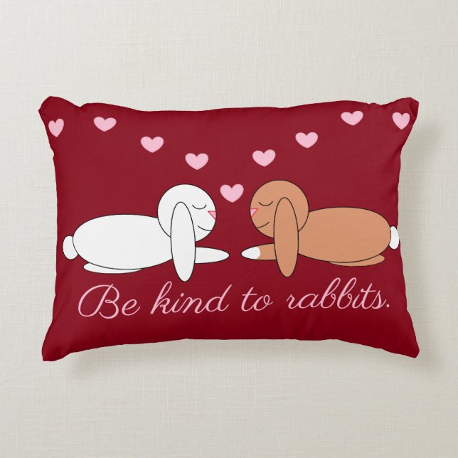 Smiling Rabbits in Love: Maroon Dekokissen (Vorderseite)