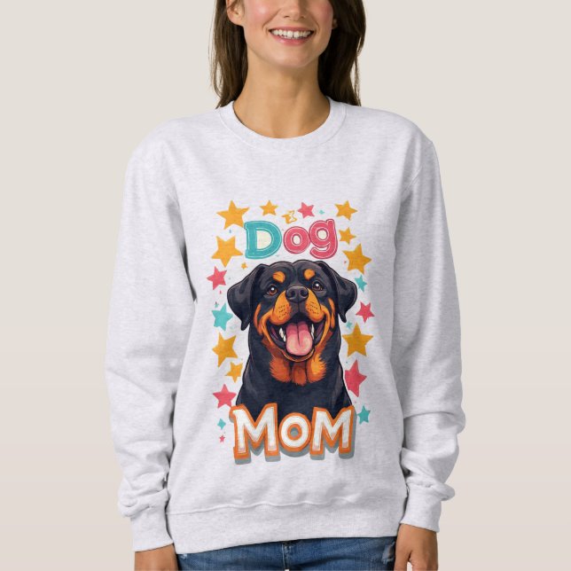 Smiling Rottweiler Dog Mom Sweatshirt (Vorderseite)