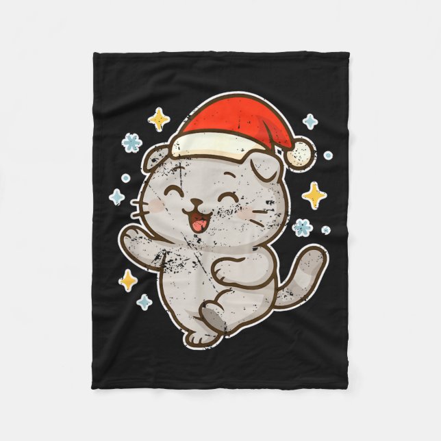 Smiling Santa Cat Holiday Cheer  Fleecedecke (Vorderseite)