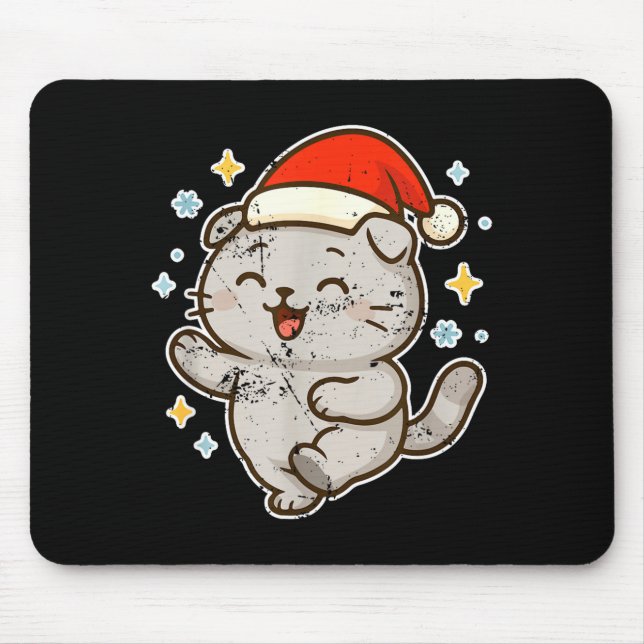 Smiling Santa Cat Holiday Cheer  Mousepad (Vorne)