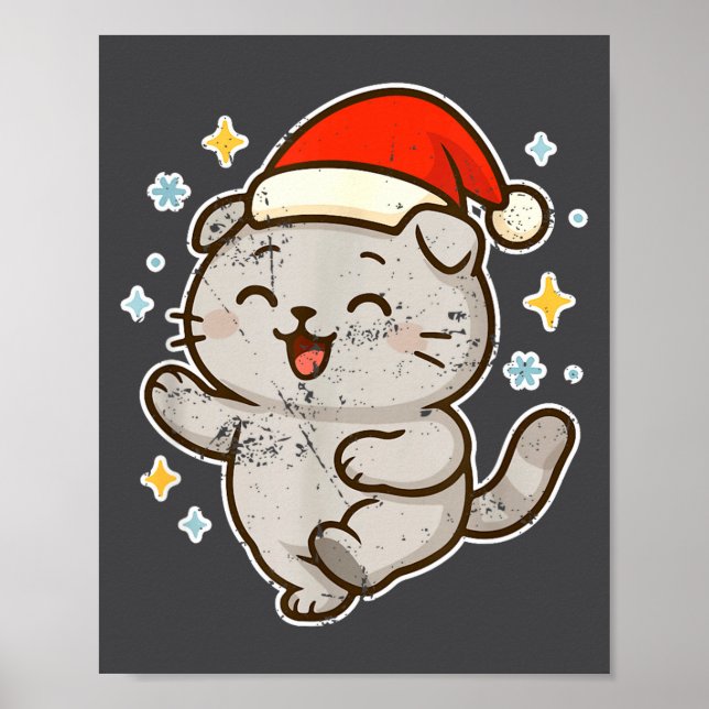 Smiling Santa Cat Holiday Cheer  Poster (Vorne)