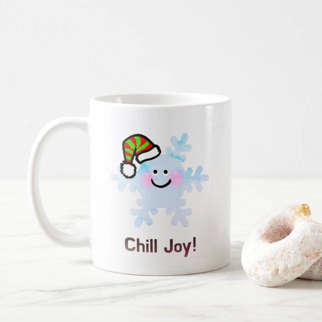 Smiling Snowflake Holiday Cheer Kaffeetasse (Mit Donut)