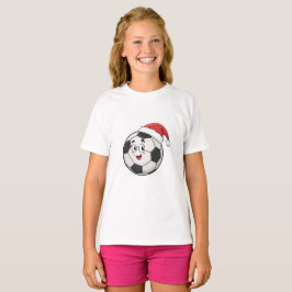 Smiling Soccer Ball with Santa Hat T-Shirt