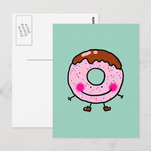 Smiling Sprinkle Donut Character Art Postkarte (Vorne/Hinten)