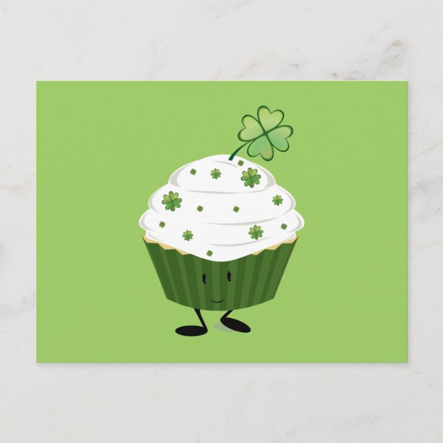 Smiling St. Patrick's Day Cupcake Postkarte (Vorderseite)