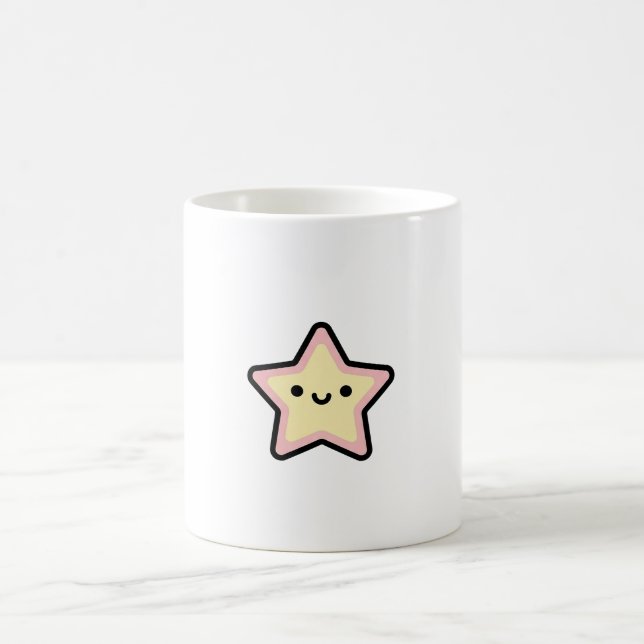 Smiling Star – Cute Kawaii Illustration Kaffeetasse (Mittel)