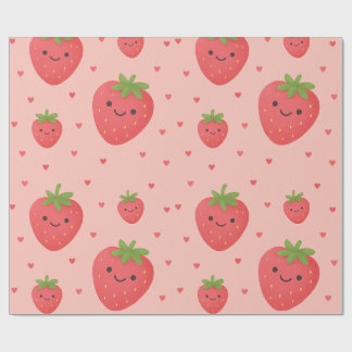 Smiling Strawberry Kids Birthday Decor Geschenkpapier