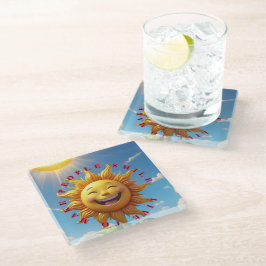 "Smiling Sun Coasters – Verbreiten Sie Freude mit Glasuntersetzer