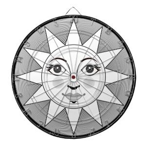Smiling Sun Gesicht Schwarz-Weiß Astronomie Symbol Dartscheibe
