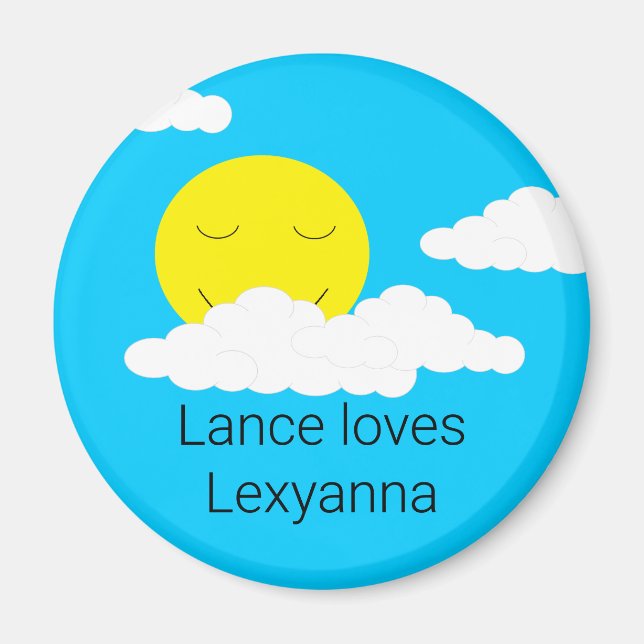 Smiling Sun with Puffy Clouds: Magnet (Vorne)