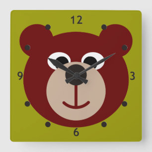 Smiling Teddy Bear Quadratische Wanduhr