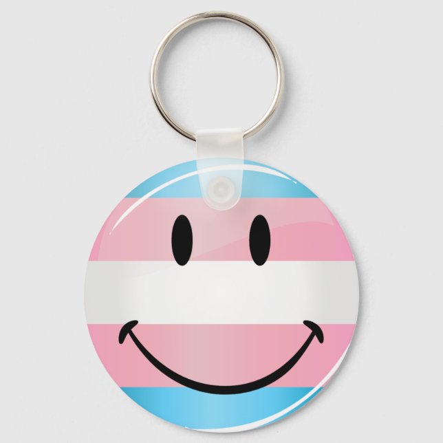Smiling Transgender Flag Schlüsselanhänger (Vorderseite)