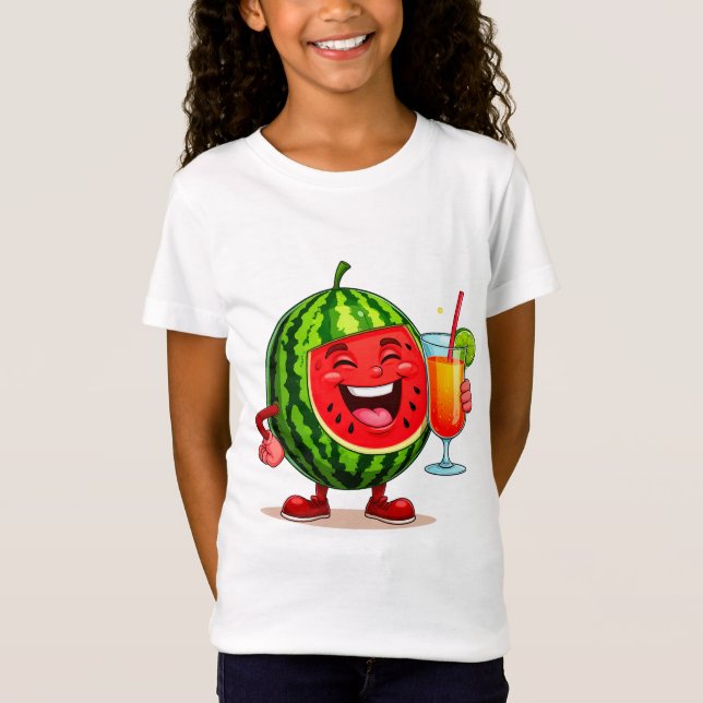 Smiling Watermelon Charakter Genuss T-Shirt (Vorderseite)