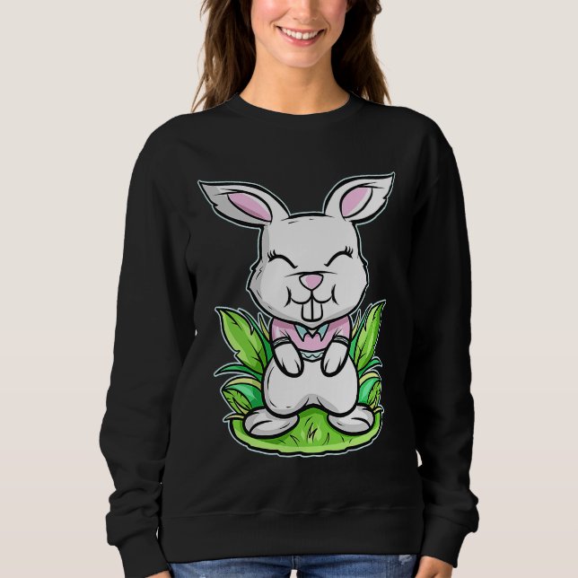 Smilling Easter Bunny With Hare Teeth On Easter Sweatshirt (Vorderseite)