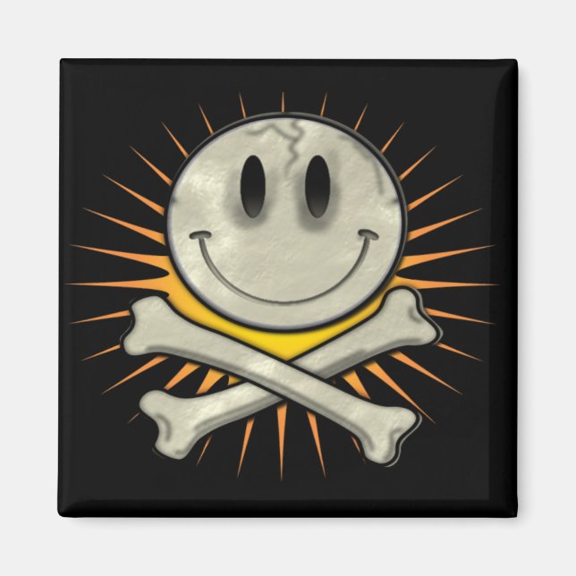 Smily Skull und Crossbones Magnet (Vorne)