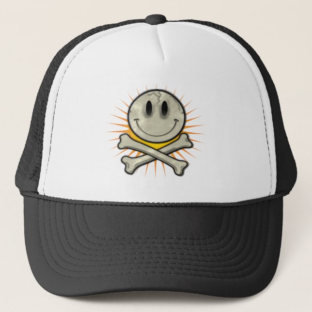Smily Skull und Crossbones Truckerkappe (Vorderseite)