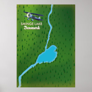 Sminge Lake Dänemark Reise Karte Poster