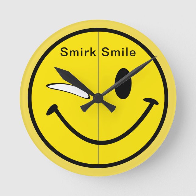 Smirk-Lächeln Runde Wanduhr (Vorderseite)