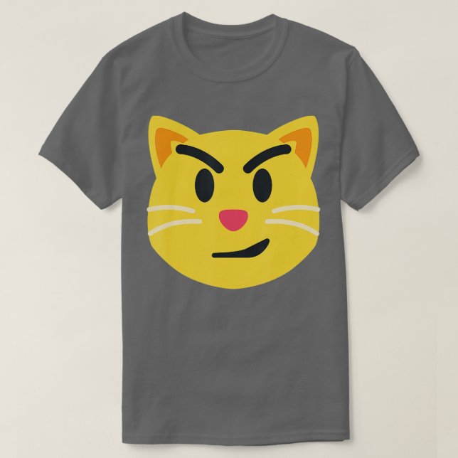 Smirking Cat Emoticon Gesicht mit Wry Smile Cat T-Shirt (Design vorne)