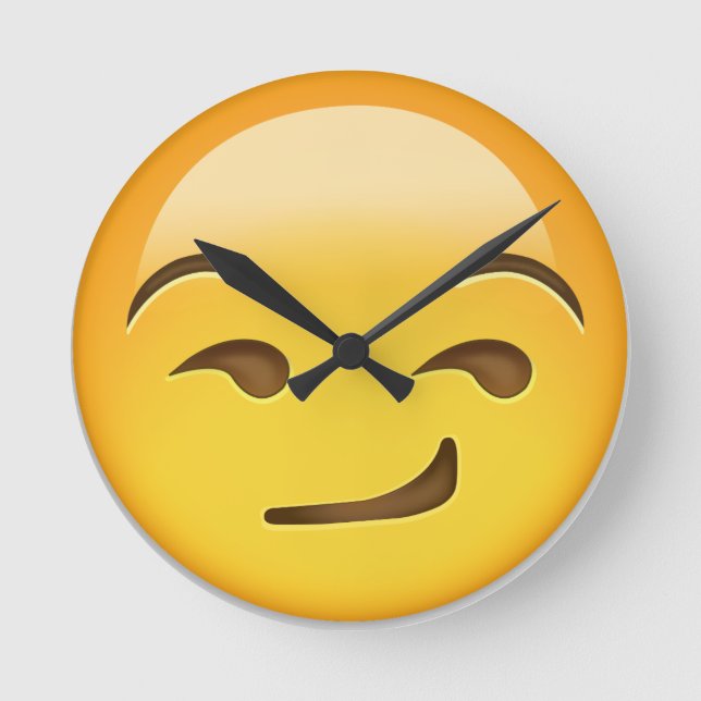 Smirking Face Emoji Runde Wanduhr (Vorderseite)