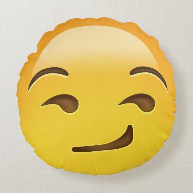 Smirking Gesicht Emoji Rundes Kissen (Vorderseite)