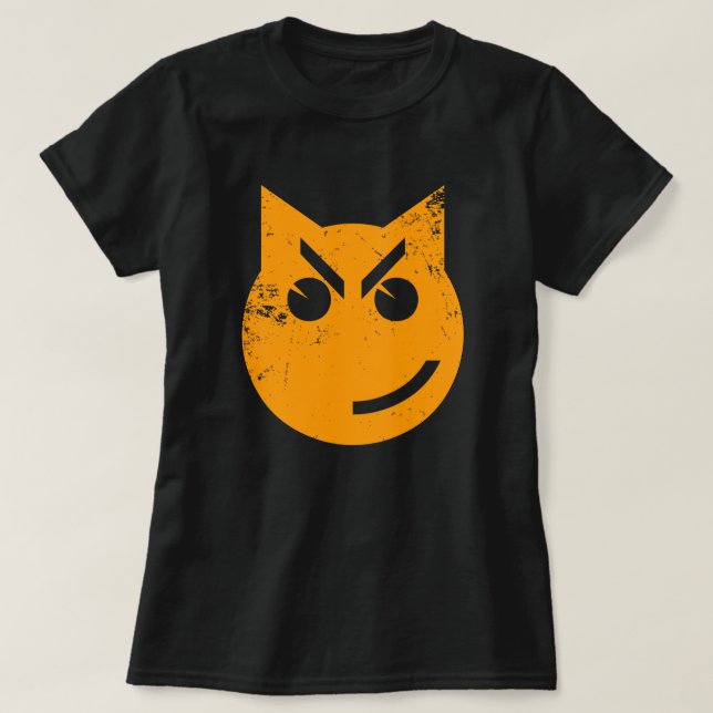 Smirking Grunge Cat Emoji T-Shirt (Design vorne)