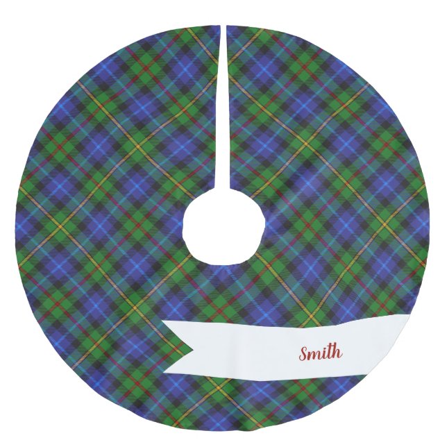 Smith Clan Scottish Tartan Kariertes Muster Polyester Weihnachtsbaumdecke (Vorderseite)