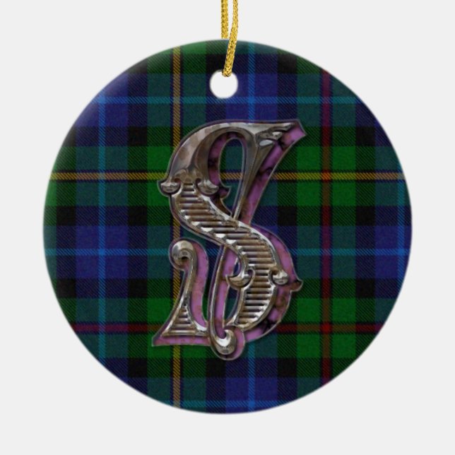 Smith Kariert Monogramm-Ornament Keramikornament (Vorne)