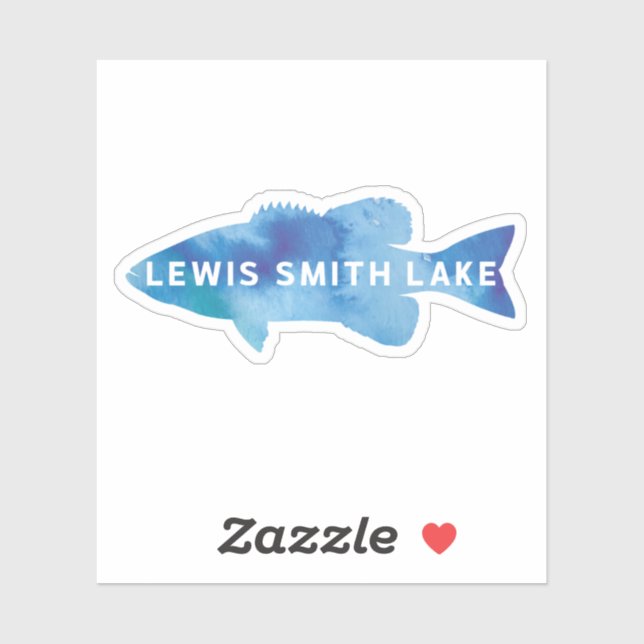 Smith Lake Blue Watercolor Bass Vinyl Sticker (Blatt)