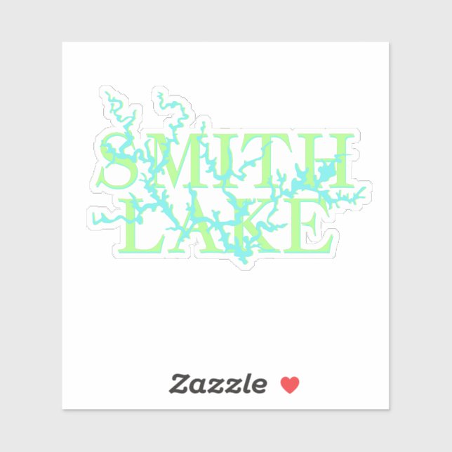 Smith Lake Map Blue und Green Sticker (Blatt)