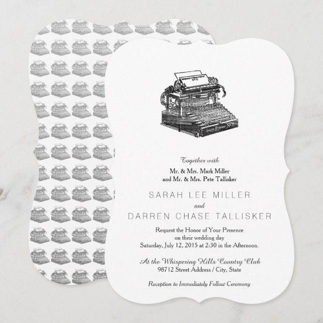 Smith Premier Nr. 2 Schreibmaschine Einladung (Vorne/Hinten)