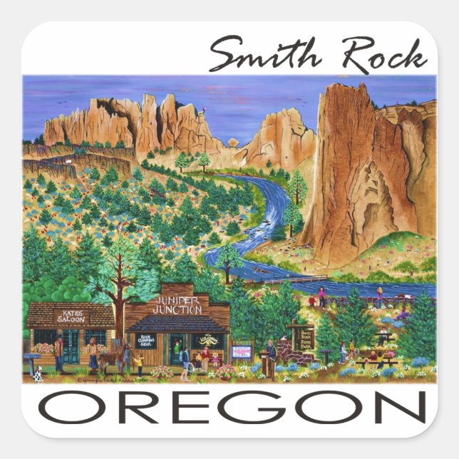 Smith Rock ~ Oregon Quadratischer Aufkleber (Vorderseite)