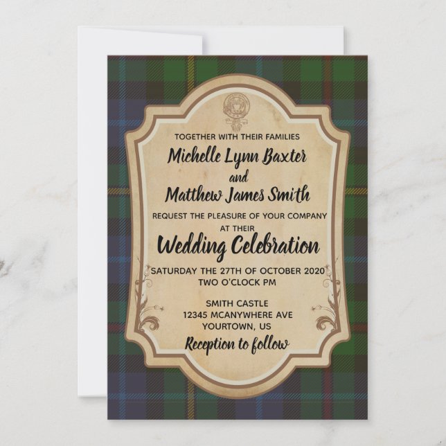 Smith Tartan Wedding Einladung (Vorderseite)