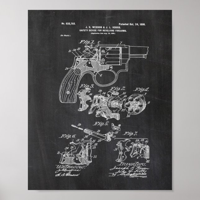 Smith und Wesson Hammerless Pistol 1898 Patentpos Poster (Vorne)