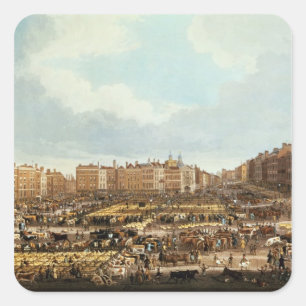 Smithfield Market, graviert von R.G. Reeve Quadratischer Aufkleber